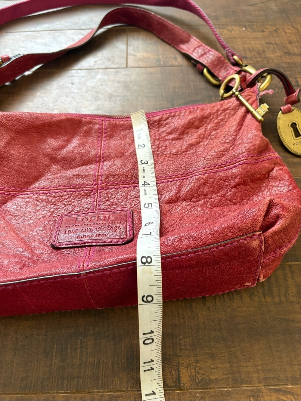 Vintage Long Live  Red Leather Shoulder Bag - Picture 10 of 14